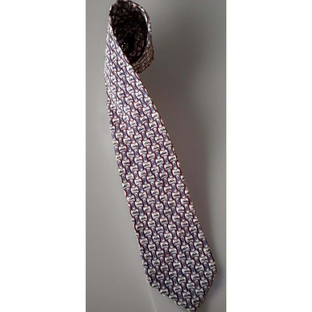 Brandini Le Collezioni Neckwear Tie Red Blue  Geometric Weave Silk USA JBHS